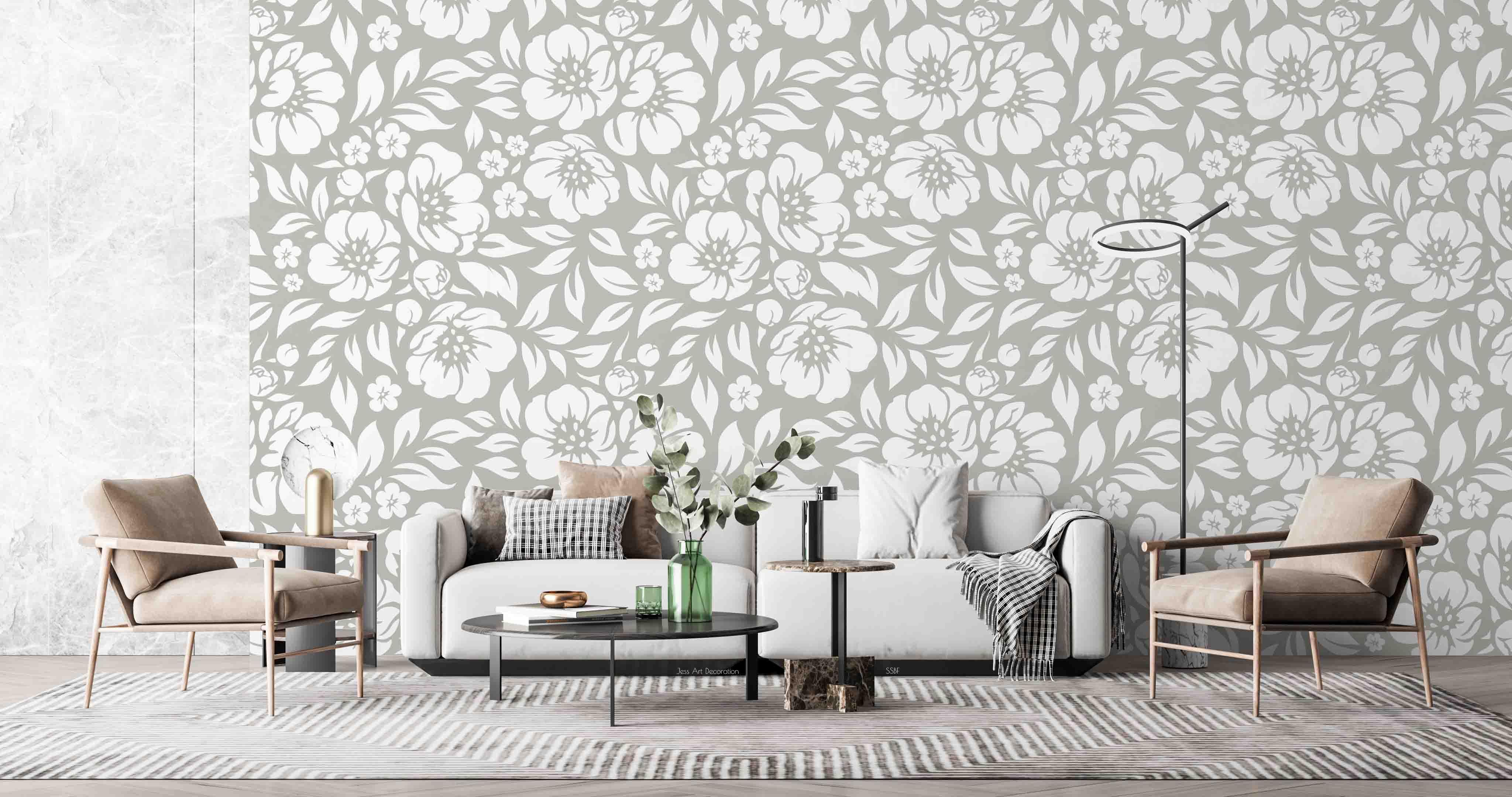 3D Vintage Grey Floral Background Wall Mural Wallpaper GD 3565- Jess Art Decoration