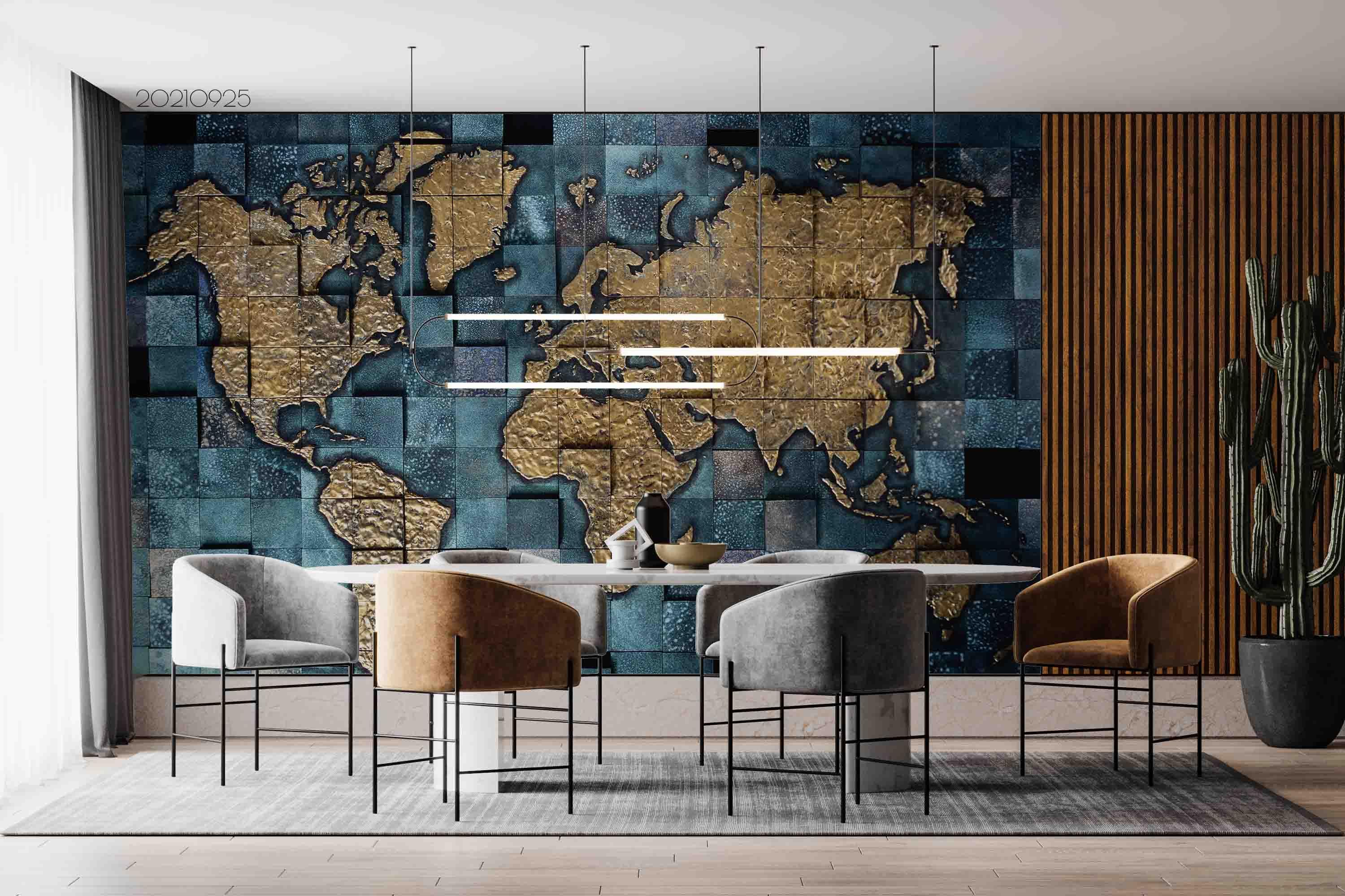 3D Abstract World Map Wall Mural Wallpaper LQH 228- Jess Art Decoration