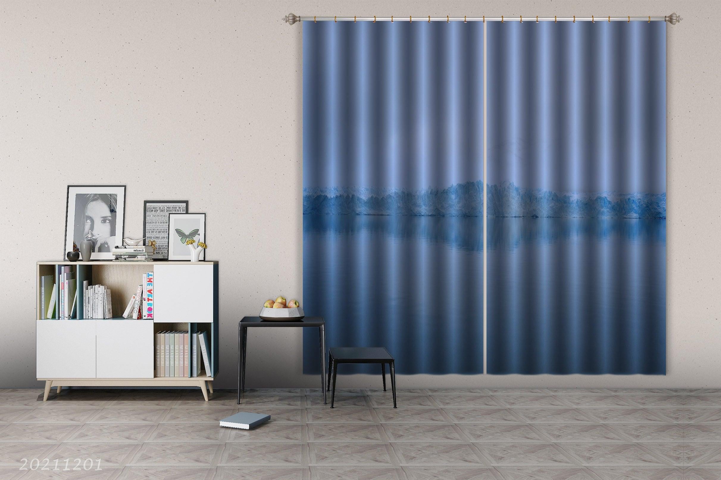 3D Lake Glacier White Landscape Curtains and Drapes LLL 42- Jess Art Decoration