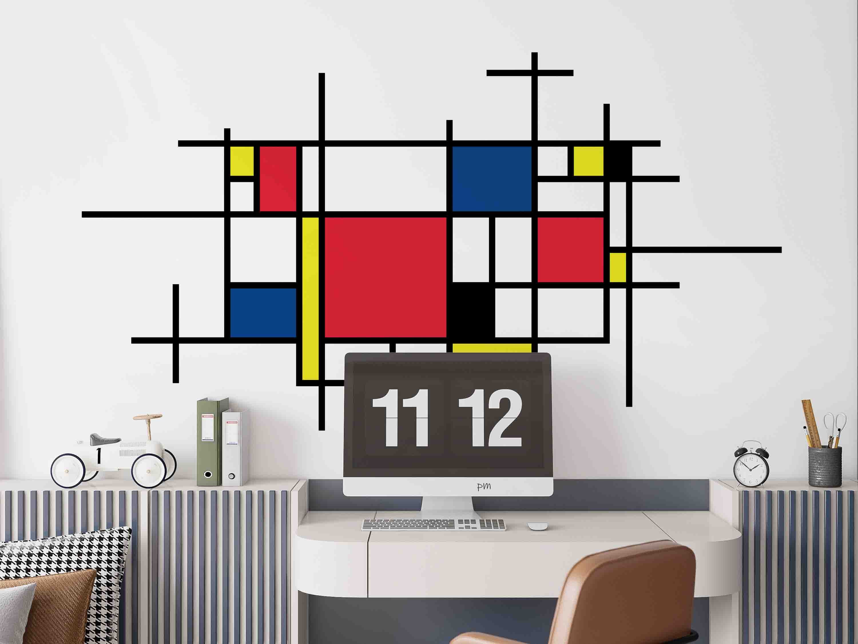 3D Modern Piet Mondrian Style Geometric Squares Wall Mural Wallpaper GD 1156- Jess Art Decoration
