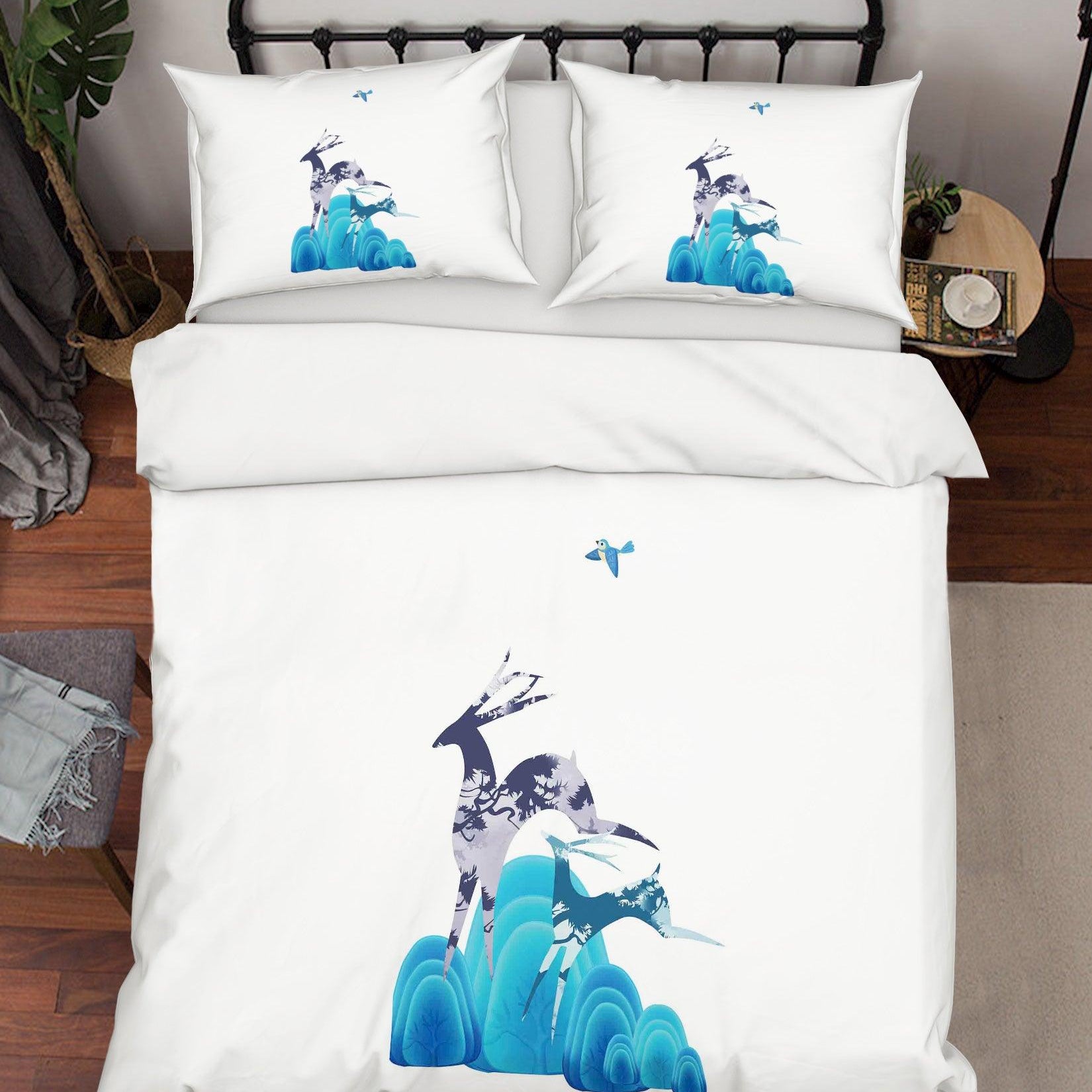 3D White Mountains Elk Quilt Cover Set Bedding Set Pillowcases 102- Jess Art Decoration