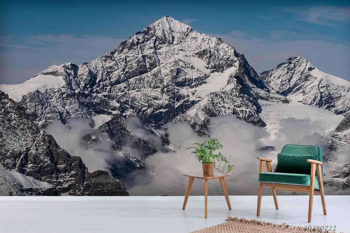 3D Blue Sky Snow Mountain Nature Landscape Wall Mural Wallpaper LQH 641- Jess Art Decoration
