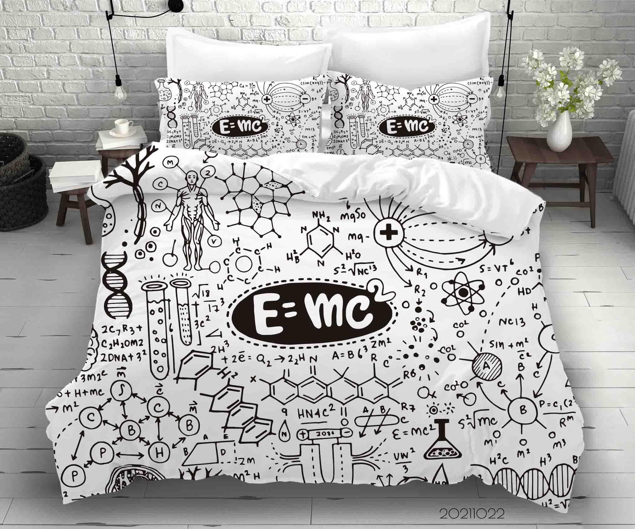 3D Abstract Chemical Formula Graffiti Quilt Cover Set Bedding Set Duvet Cover Pillowcases 57- Jess Art Decoration
