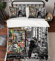 3D Abstract Black White Street View Risky Figure Quilt Cover Set Bedding Set Duvet Cover Pillowcases LXL- Jess Art Decoration