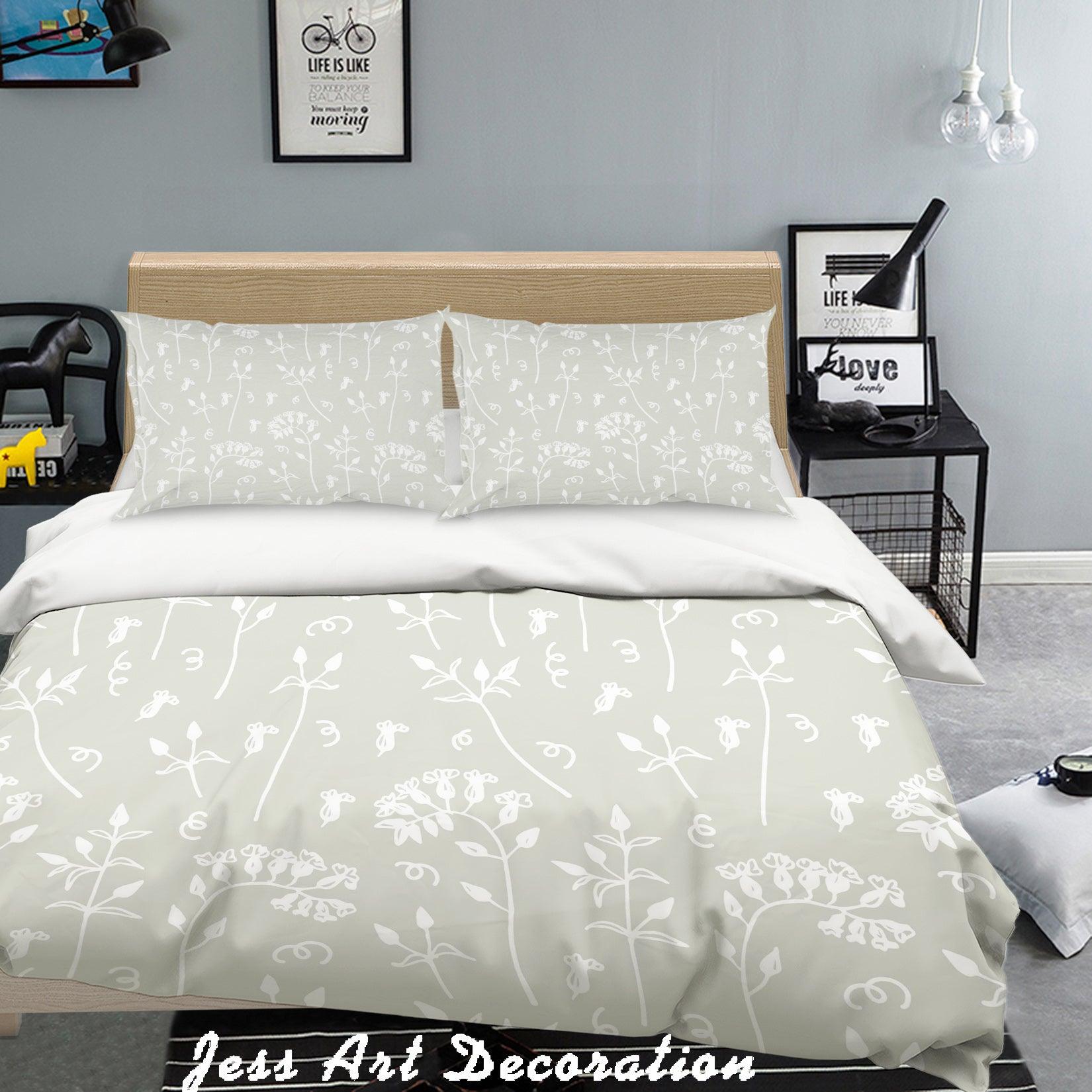 3D White Flowers Pattern Quilt Cover Set Bedding Set Pillowcases  253- Jess Art Decoration