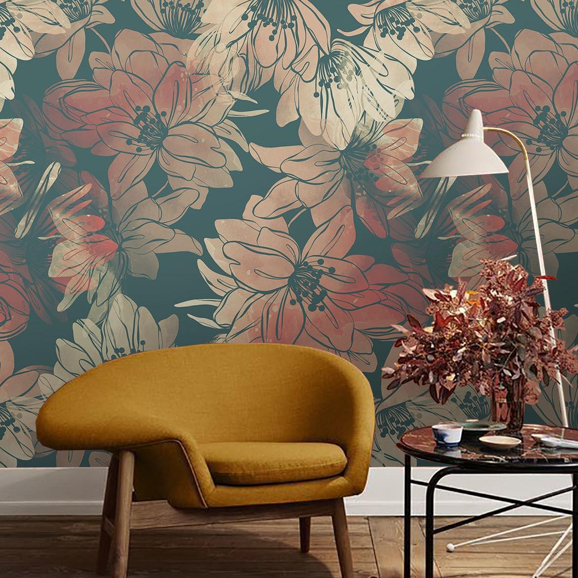 3D Retro Flower Green Wall Mural Wallpaper 43- Jess Art Decoration