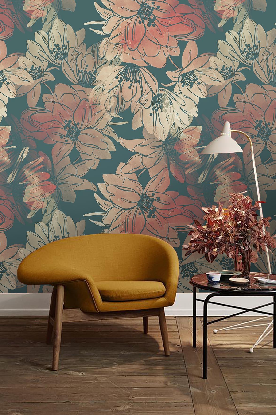 3D Retro Flower Green Wall Mural Wallpaper 43- Jess Art Decoration