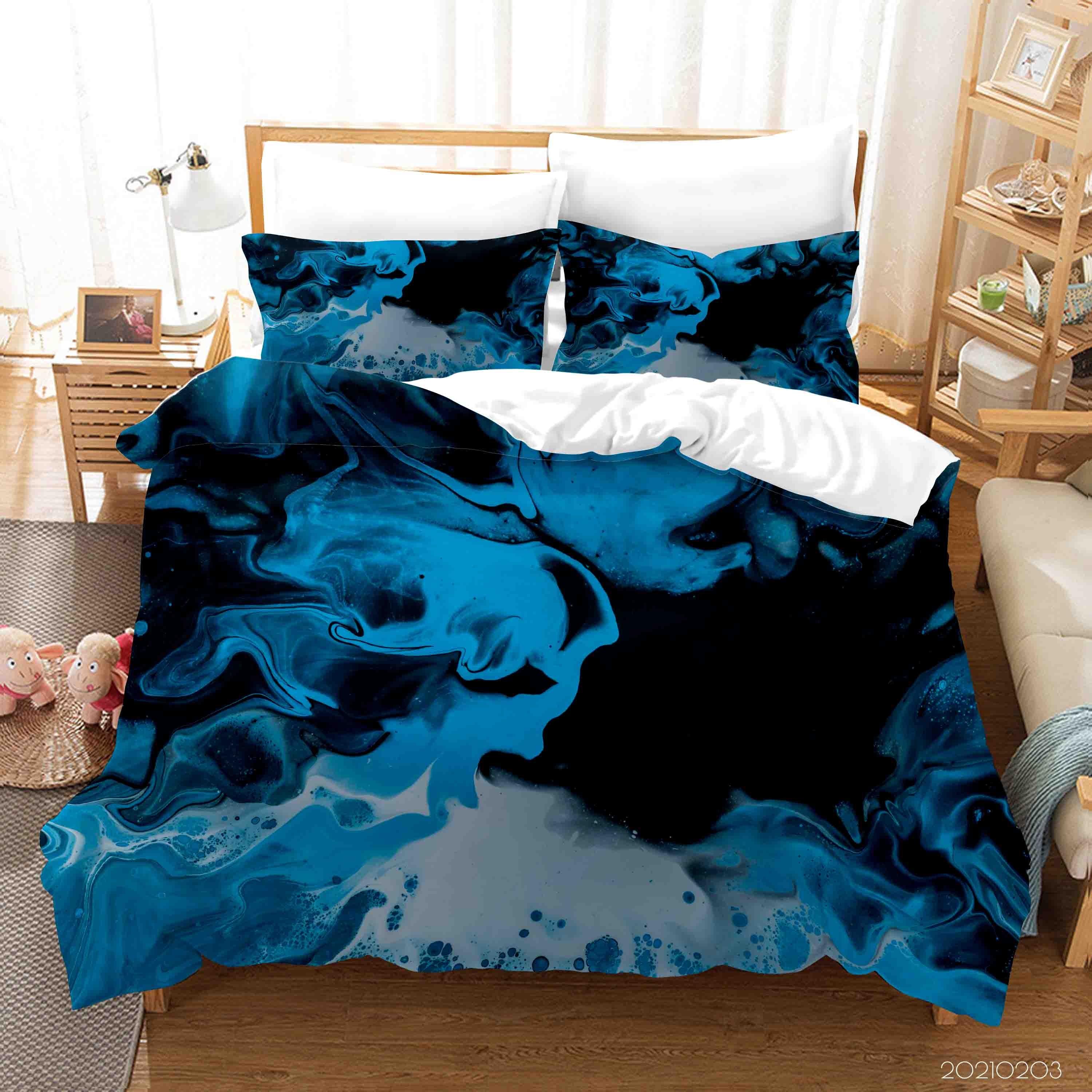 3D Abstract Blue Marble Texture Quilt Cover Set Bedding Set Duvet Cover Pillowcases 47- Jess Art Decoration