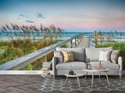 3D Beach Reed Grass Trestle Wall Mural Wallpaper LQH 194- Jess Art Decoration