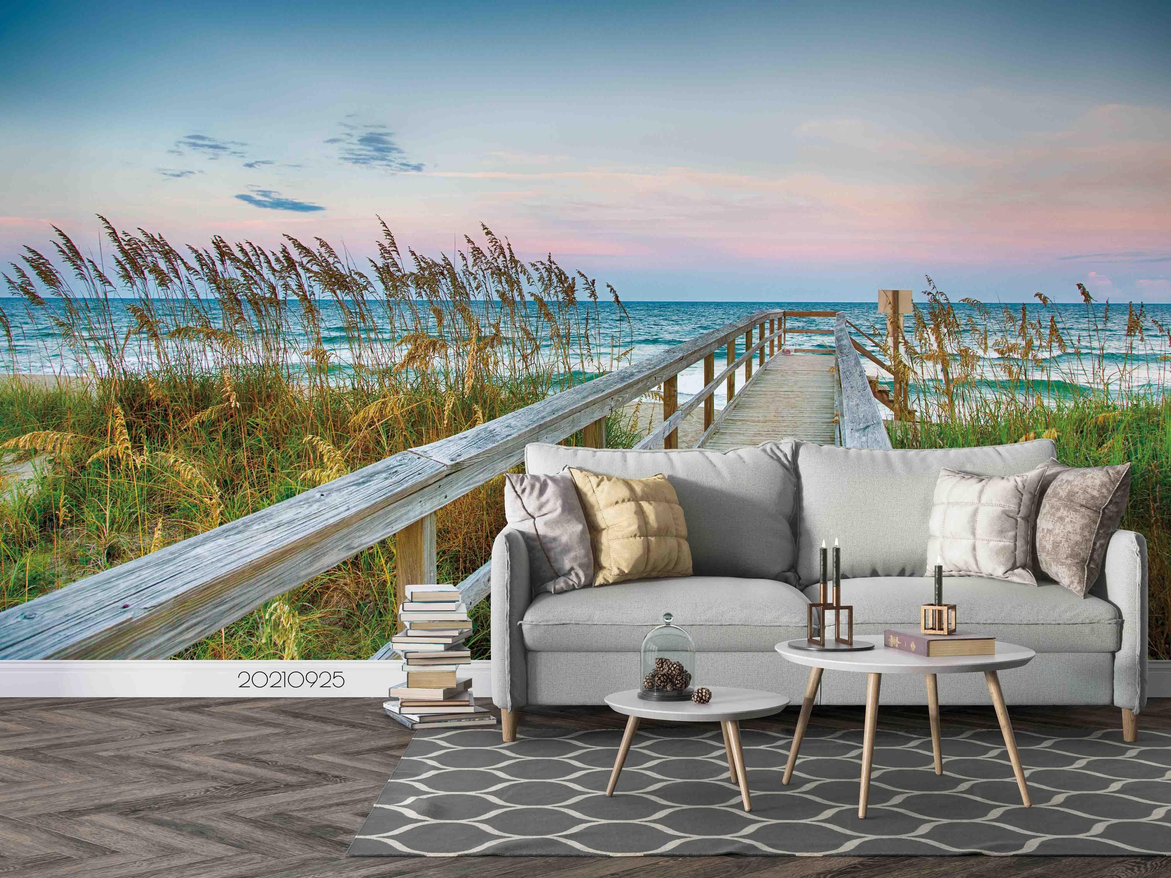 3D Beach Reed Grass Trestle Wall Mural Wallpaper LQH 194- Jess Art Decoration