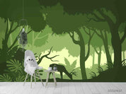 3D Tropical Green Forest Elk Wall Mural Wallpaper LQH 113- Jess Art Decoration