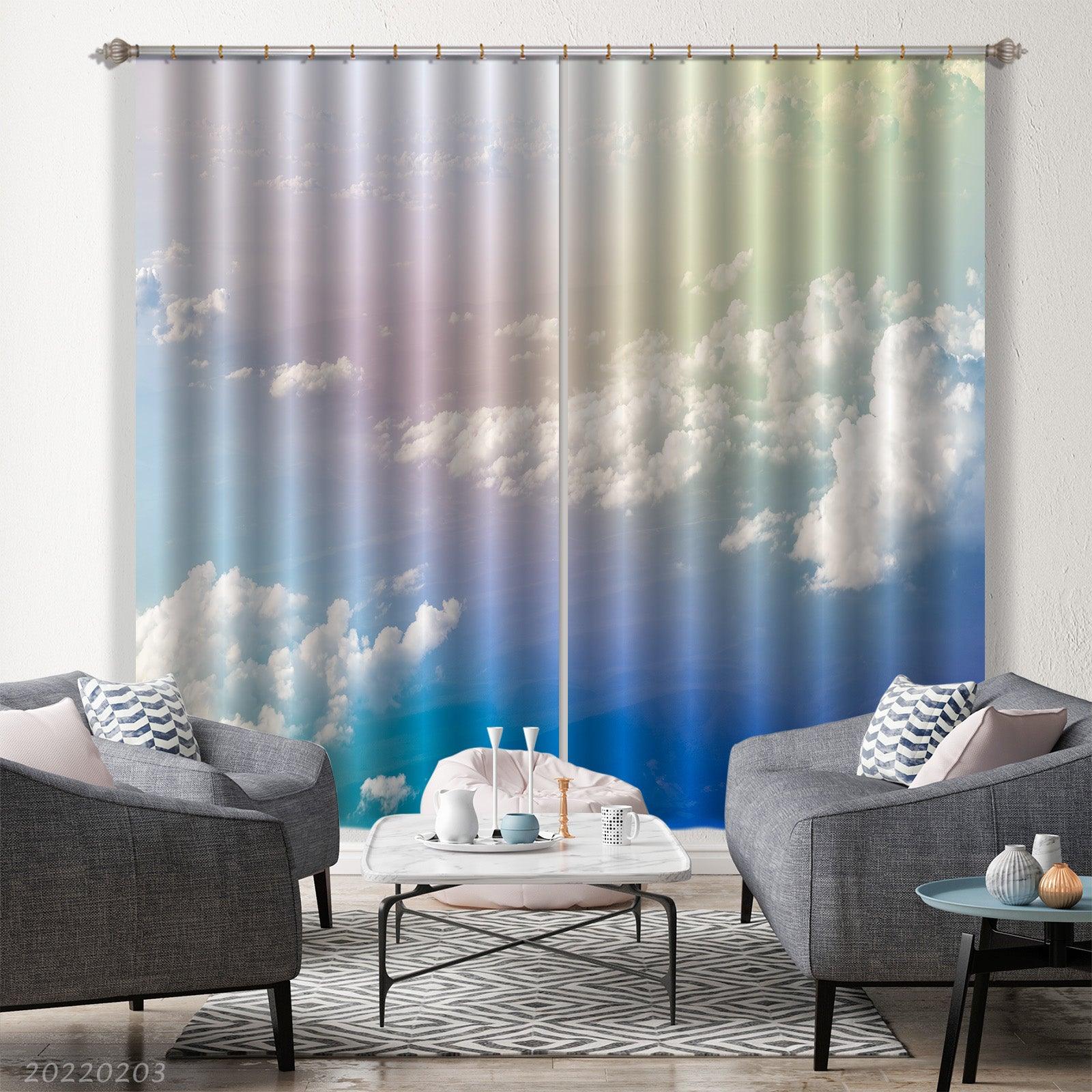 3D Blue Sky White Cloud Scenery Curtains and Drapes GD 1182- Jess Art Decoration