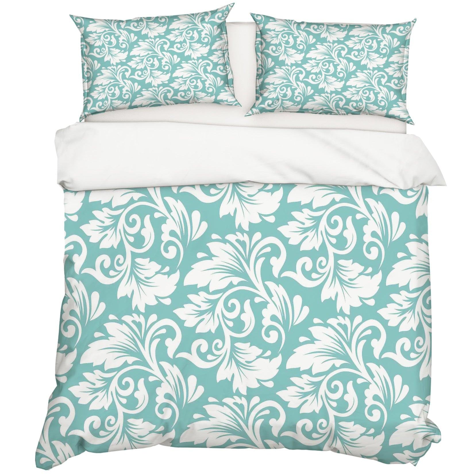 3D White Floral Light Green Quilt Cover Set Bedding Set Pillowcases 41- Jess Art Decoration