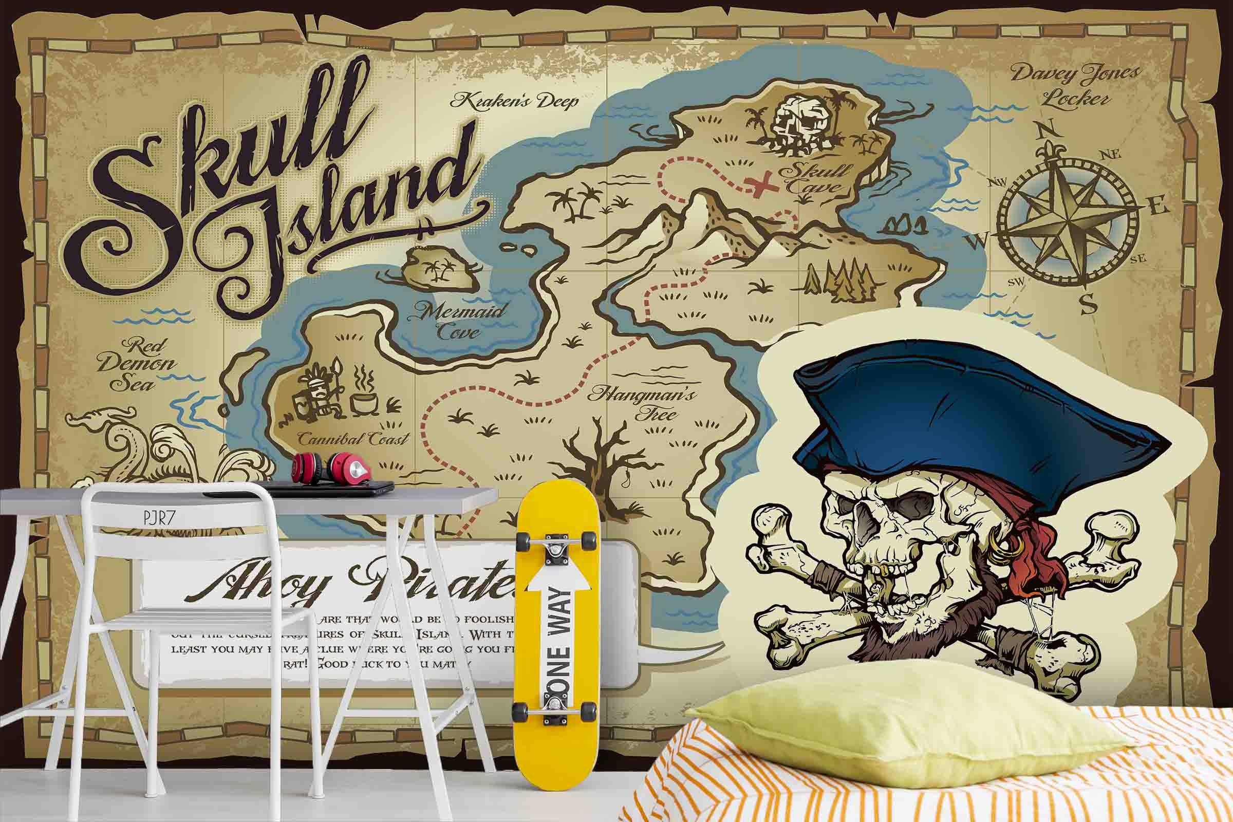 3D Skull Island Map Wall Mural Wallpaper WJ 6695- Jess Art Decoration