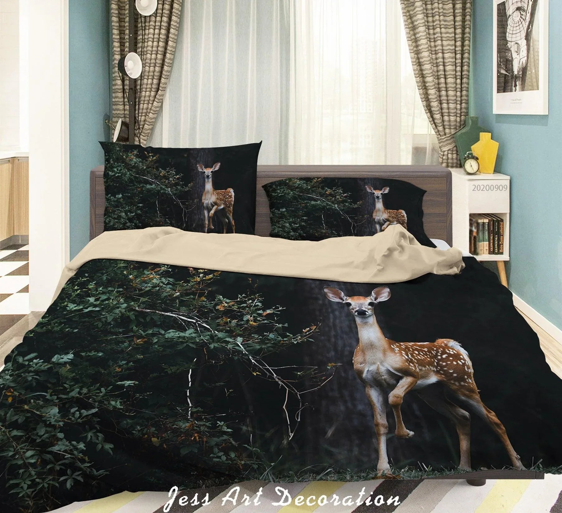 3D Nature Animal Deer Quilt Cover Set Bedding Set Duvet Cover Pillowcases WJ 6073- Jess Art Decoration