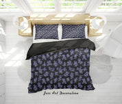 3D Black Blue Floral Quilt Cover Set Bedding Set Duvet Cover Pillowcases SF130- Jess Art Decoration