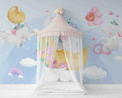 3D Cute Cartoon Elephant Moon Wall Mural Wallpaper A021 LQH- Jess Art Decoration