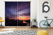 3D Beautiful Sunset Harbor Cloudy Curtains and Drapes GD 3721- Jess Art Decoration