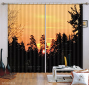 3D Woods Golden Sun Sky Scenery Curtains and Drapes GD 1977- Jess Art Decoration