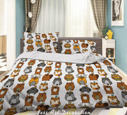 3D Cartoon Animal Owl Bear Pattern Quilt Cover Set Bedding Set Duvet Cover Pillowcases WJ 9721- Jess Art Decoration