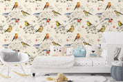 Vintage Colorful Bird Animal Pattern Floral Wall Mural Wallpaper LXL- Jess Art Decoration