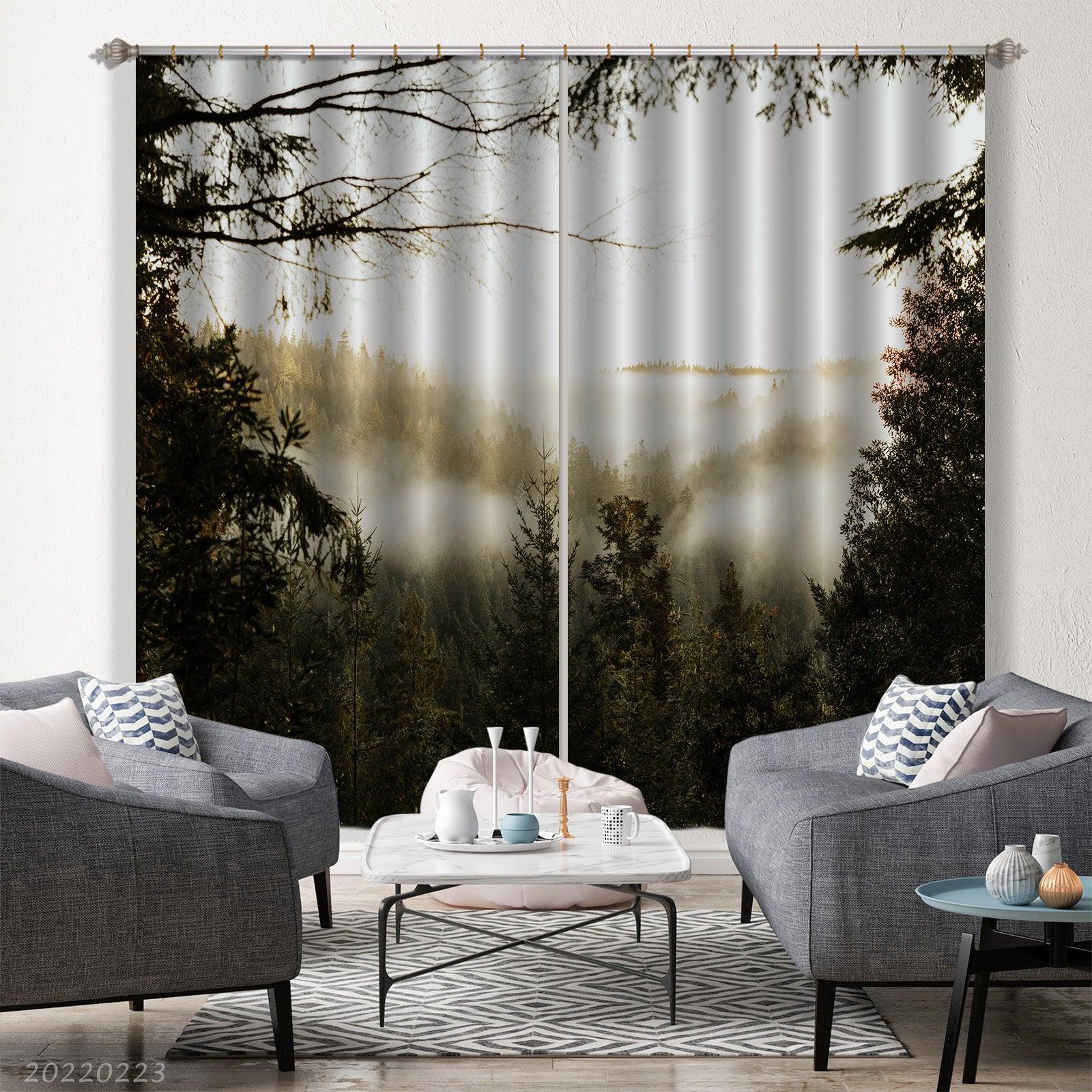 3D Woods Misty Scenery Curtains and Drapes GD 2832- Jess Art Decoration