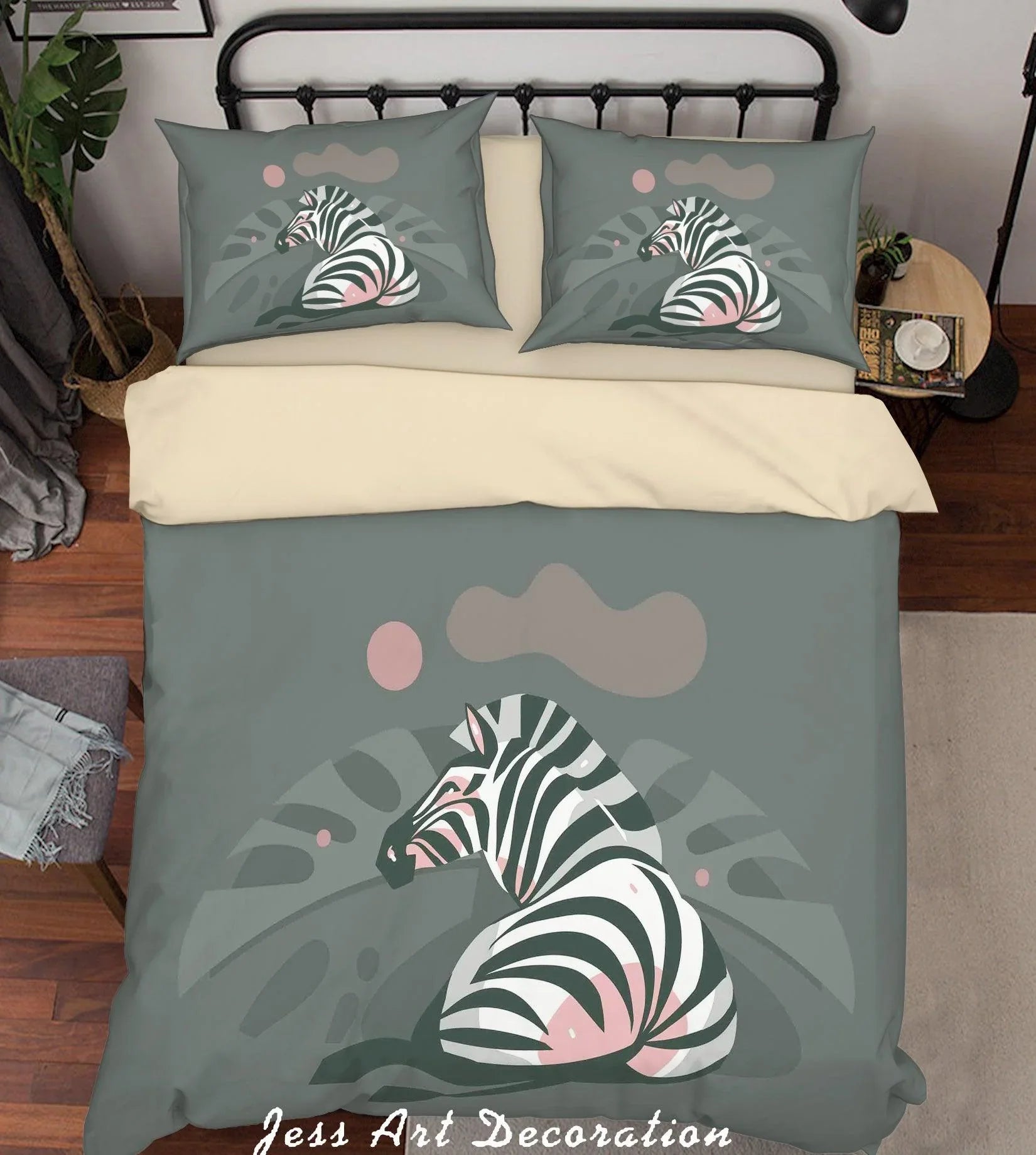 3D Cartoon Zebra Grey Quilt Cover Set Bedding Set Duvet Cover Pillowcases A326 LQH- Jess Art Decoration