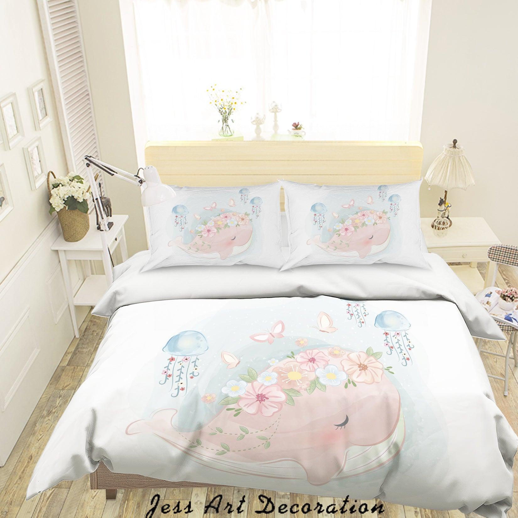 3D Watercolor Pink Dolphin Quilt Cover Set Bedding Set Pillowcases 43- Jess Art Decoration