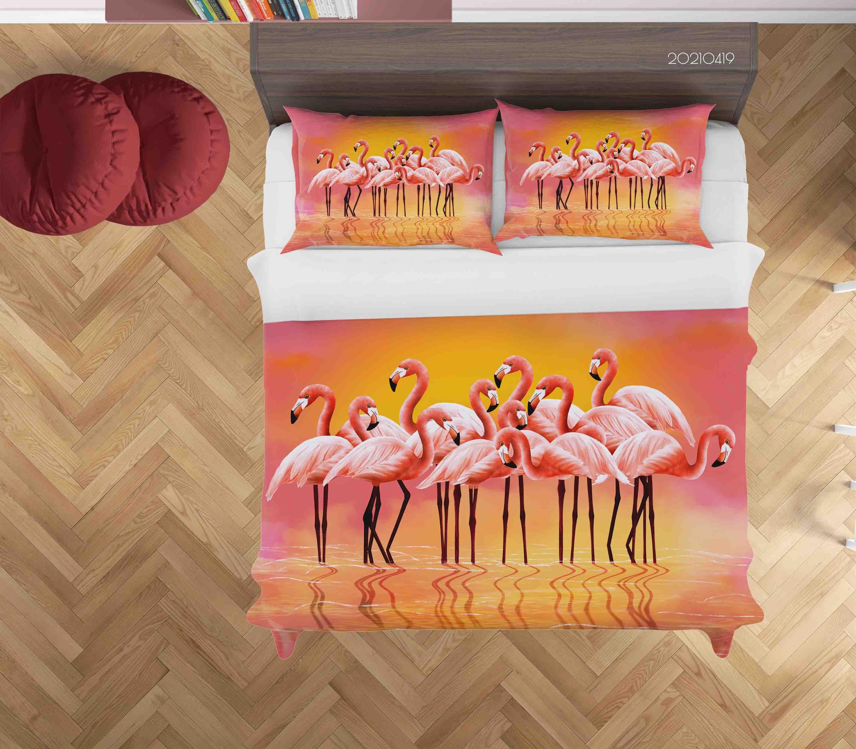 3D Watercolor Animal Flamingo Quilt Cover Set Bedding Set Duvet Cover Pillowcases 104- Jess Art Decoration