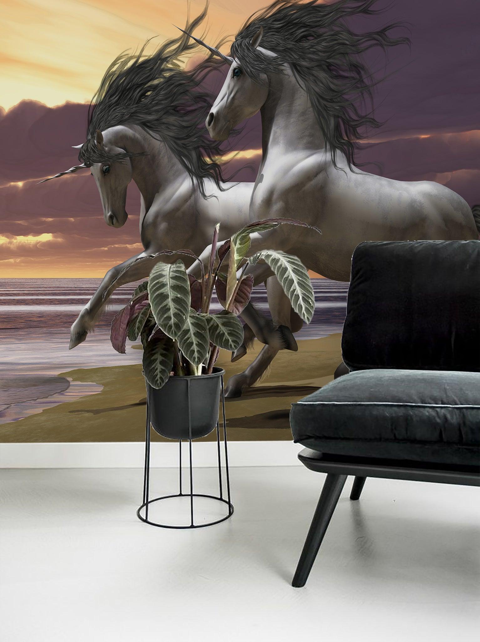3D Grey Horse Sky Wall Mural Wallpaper 125- Jess Art Decoration