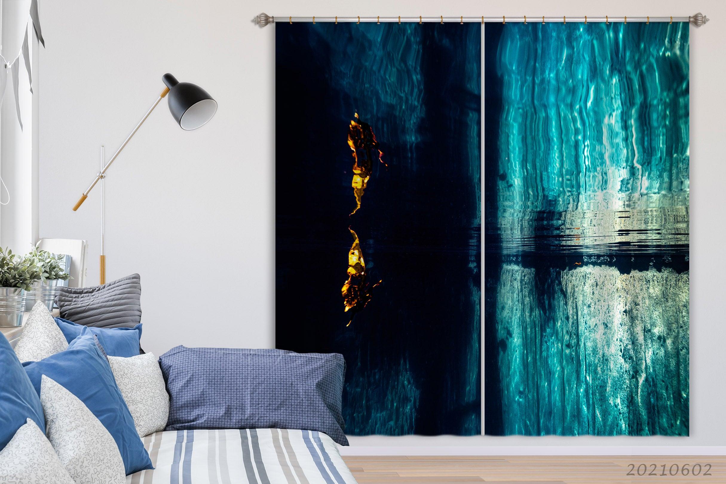 3D Abstract Blue Water Pattern Curtains and Drapes GD 652- Jess Art Decoration