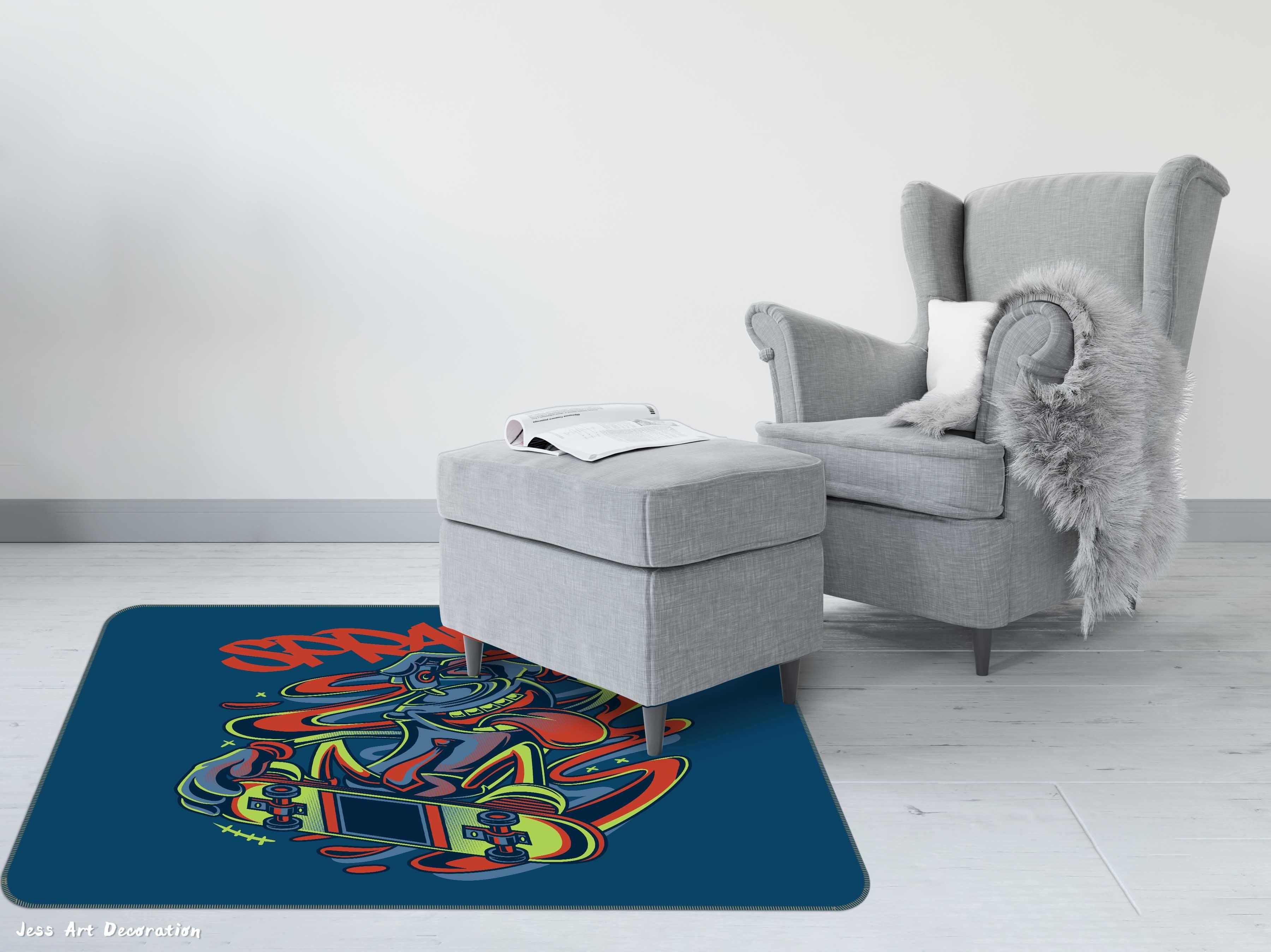 3D Spray Mainframe Graffiti Non-Slip Rug Mat A633 LQH- Jess Art Decoration