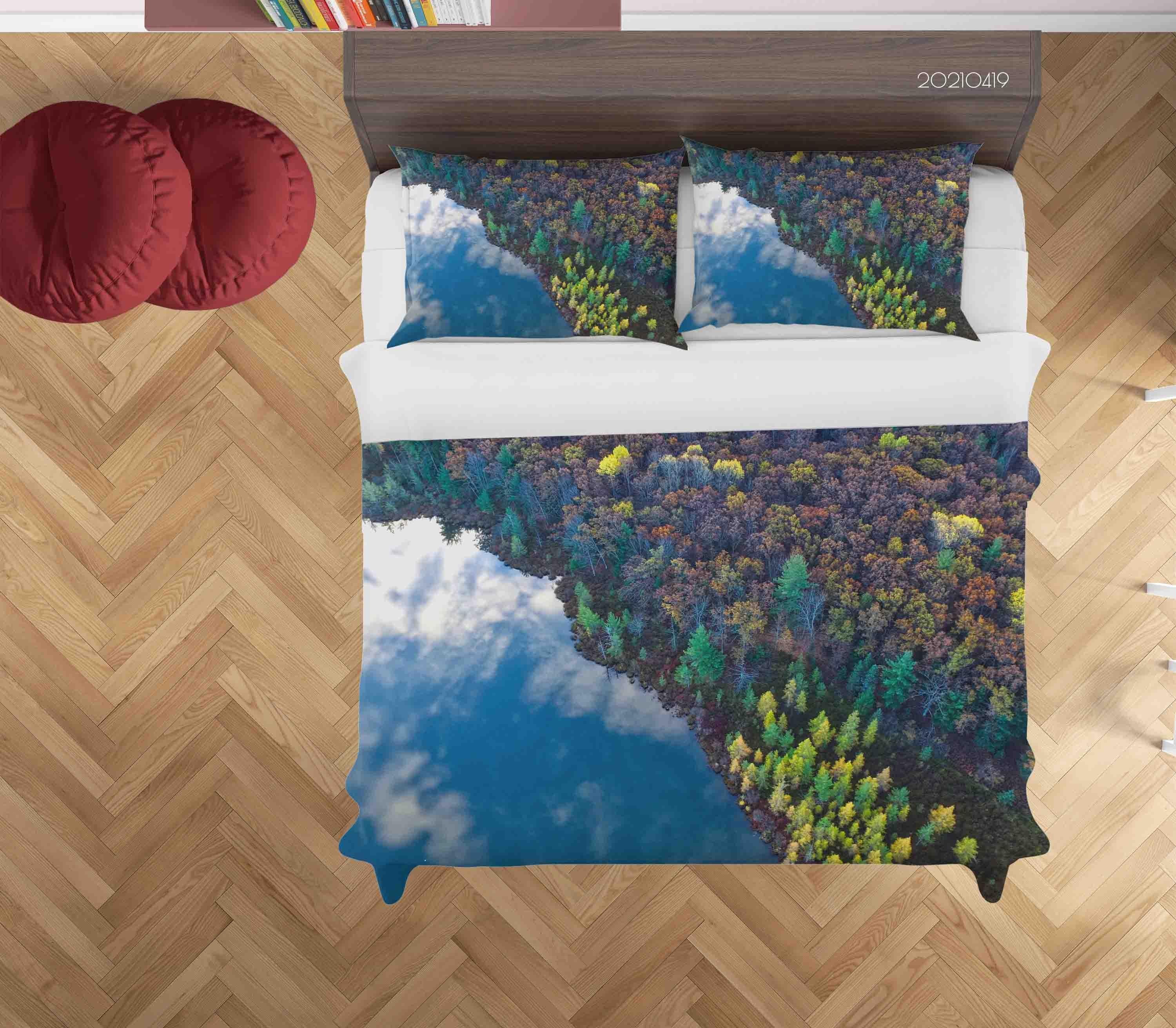 3D Blue Sky Cloud Forest Quilt Cover Set Bedding Set Duvet Cover Pillowcases 106- Jess Art Decoration