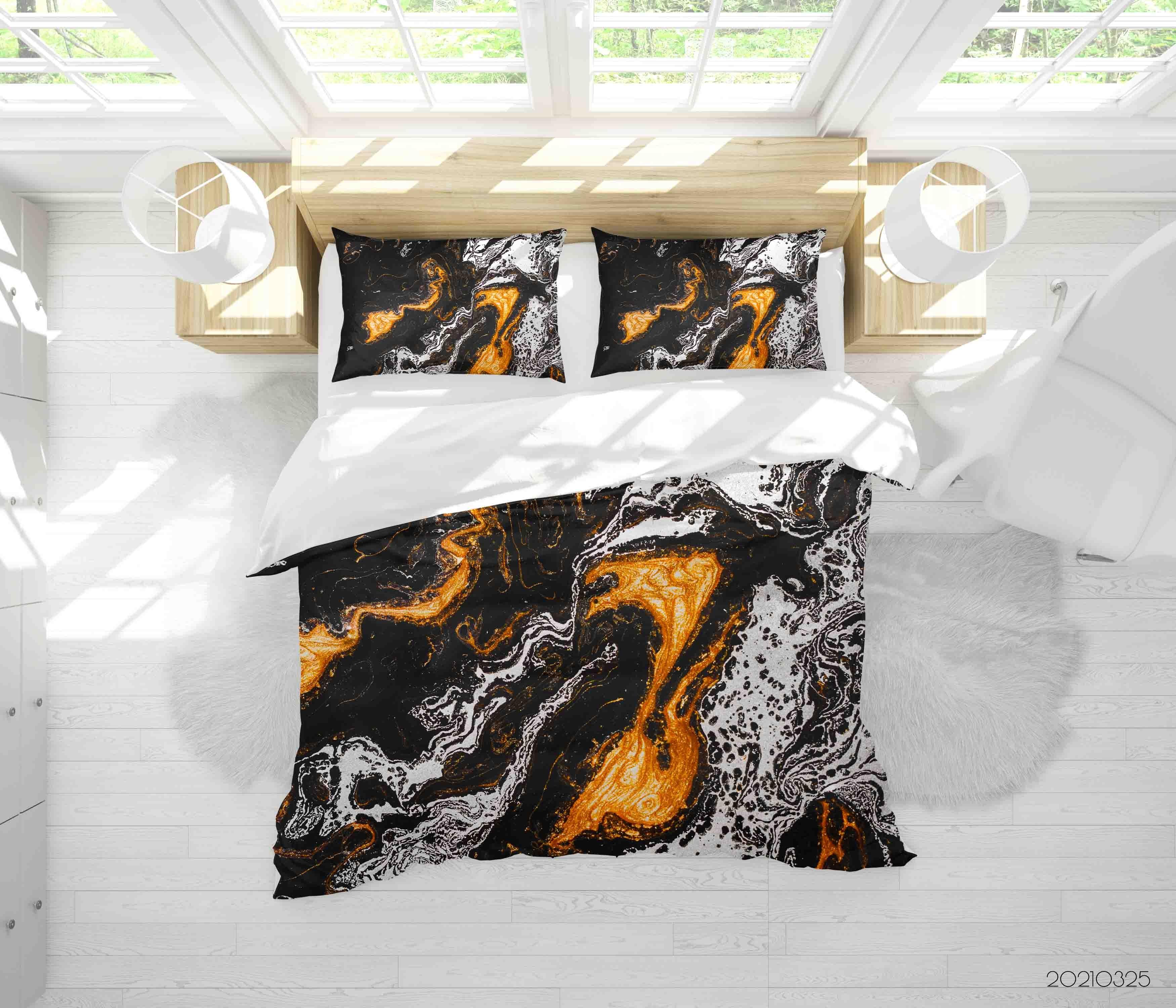 3D Abstract Black Marble Quilt Cover Set Bedding Set Duvet Cover Pillowcases 276- Jess Art Decoration