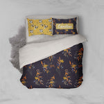 3D Yellow Floral Dark Brown Quilt Cover Set Bedding Set Pillowcases 07- Jess Art Decoration