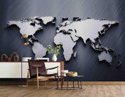 3D Grey Stereoscopic World Map Wall Mural Wallpaper A280 LQH- Jess Art Decoration