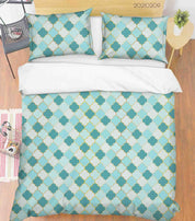 3D Abstract Green Geometric Pattern Quilt Cover Set Bedding Set Duvet Cover Pillowcases 314- Jess Art Decoration