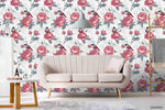 3D Hand Sketching Red Floral Leaves Plant Wall Mural Wallpaper LXL 1310- Jess Art Decoration