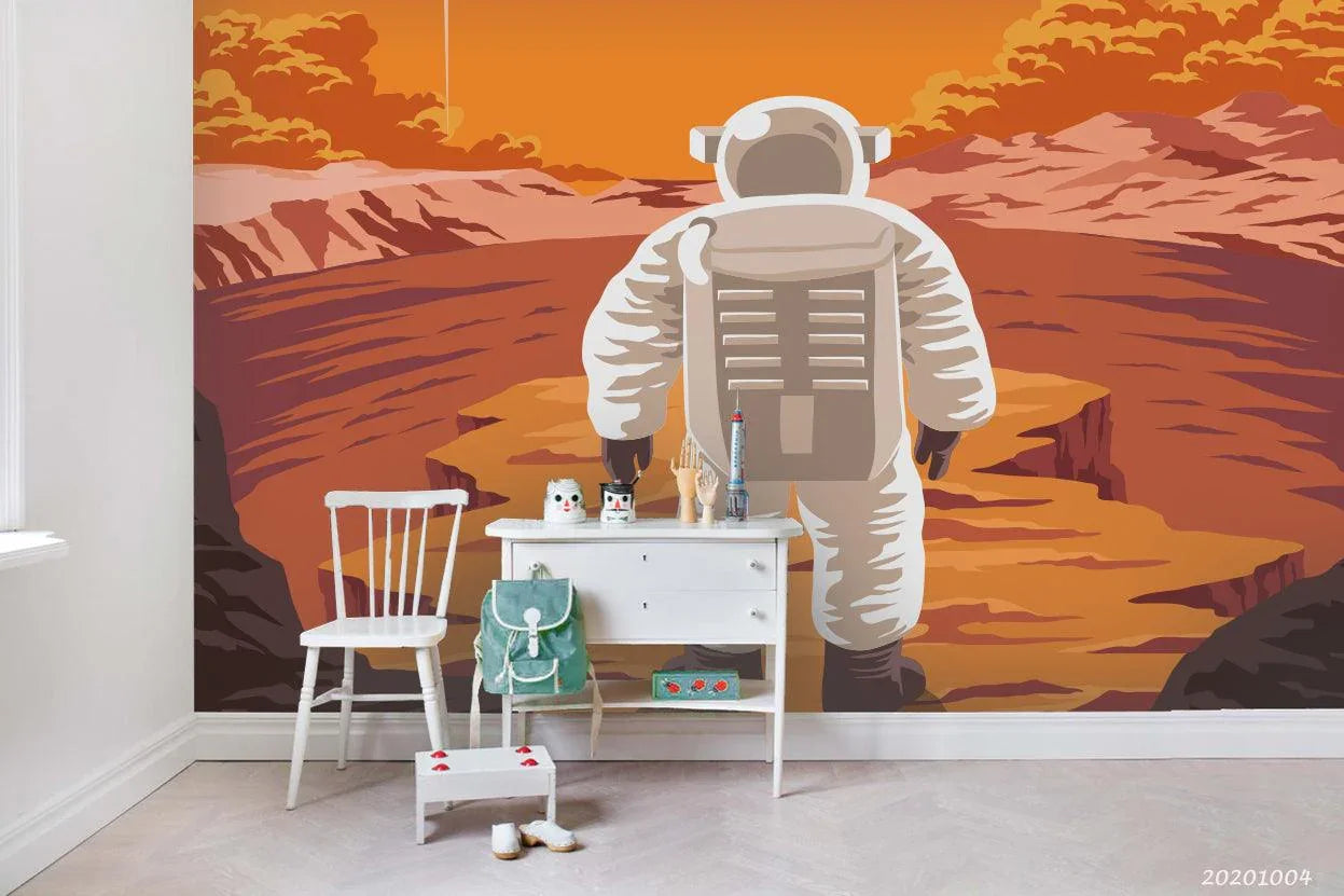 3D Cartoon Planet Astronaut Wall Mural Wallpaper WJ 1506- Jess Art Decoration