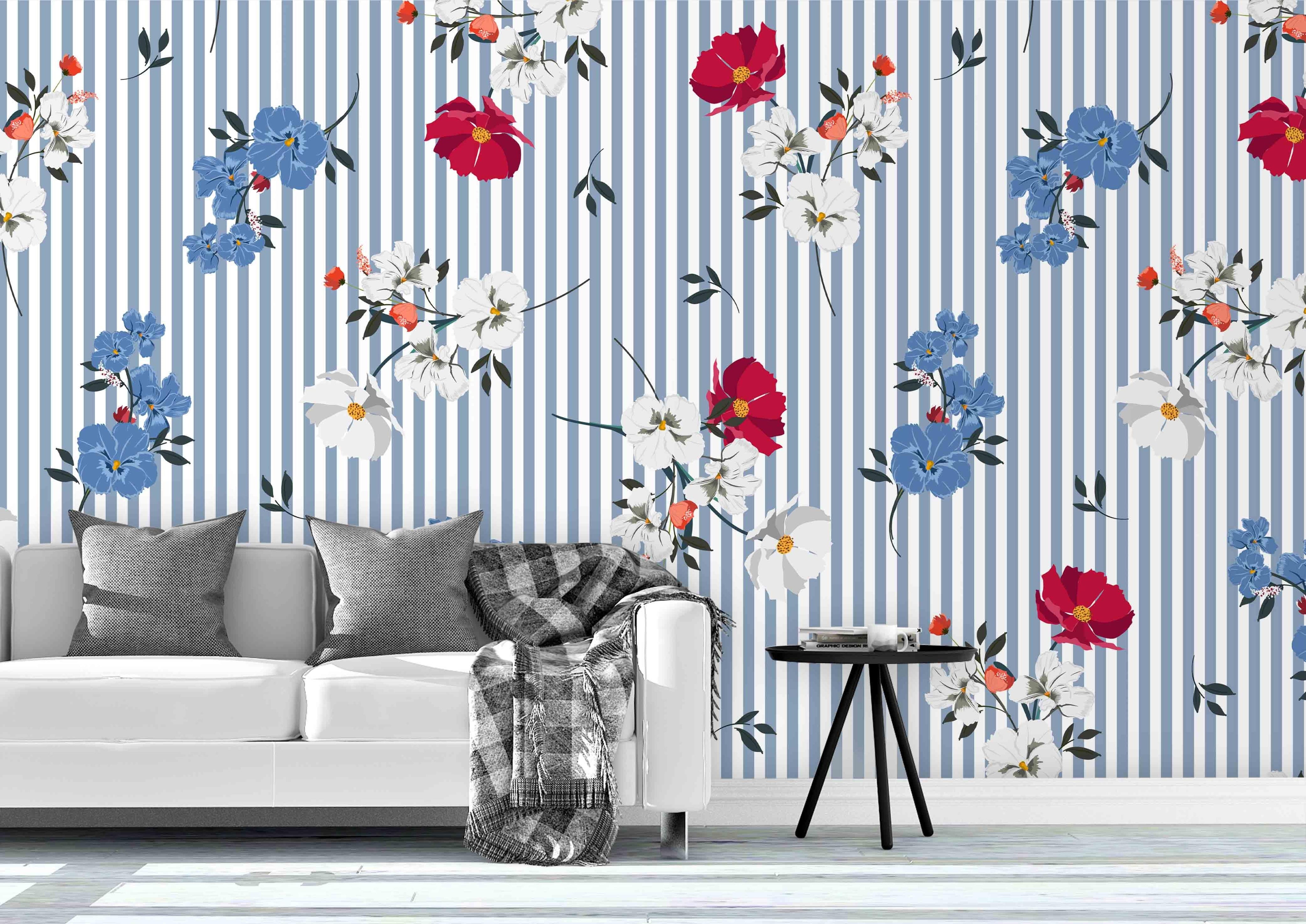 3D blue flowers wall mural wallpaper 40- Jess Art Decoration