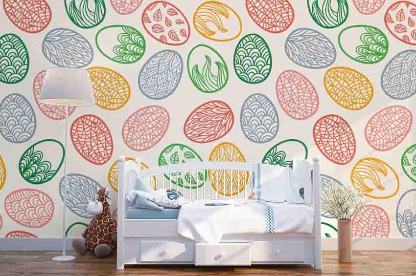3D Cartoon Colored Egg Wall Mural Wallpaper A217 LQH- Jess Art Decoration