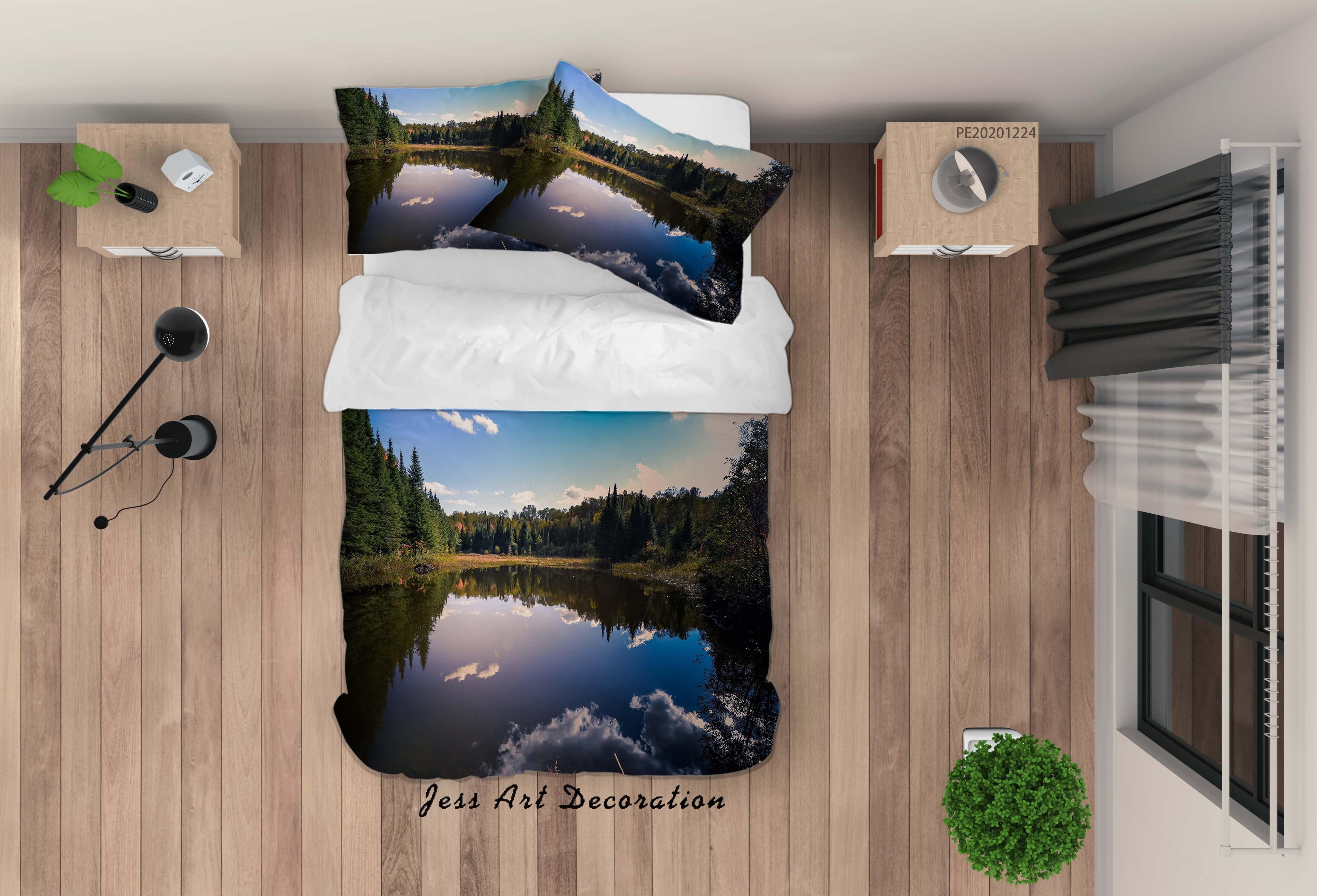 3D Sky Forest Lake Landscape Quilt Cover Set Bedding Set Duvet Cover Pillowcases 126 LQH- Jess Art Decoration