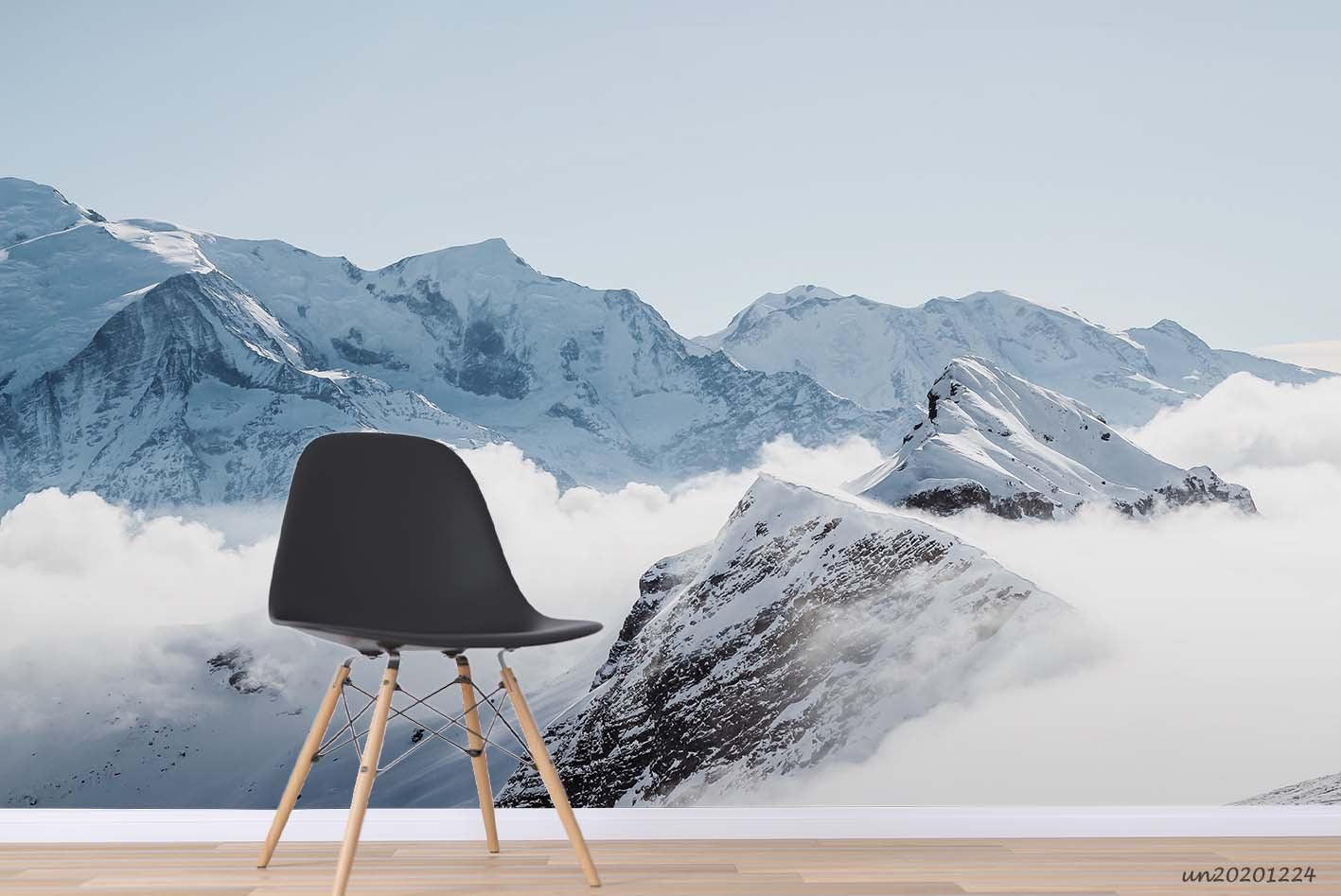 3D Sky Snow Mountain White Cloud Wall Building Wall Mural Wallpaper LQH 786- Jess Art Decoration