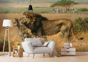 3D Realistic Grassland Lion Animal Wall Mural Wallpaper LXL 1618- Jess Art Decoration