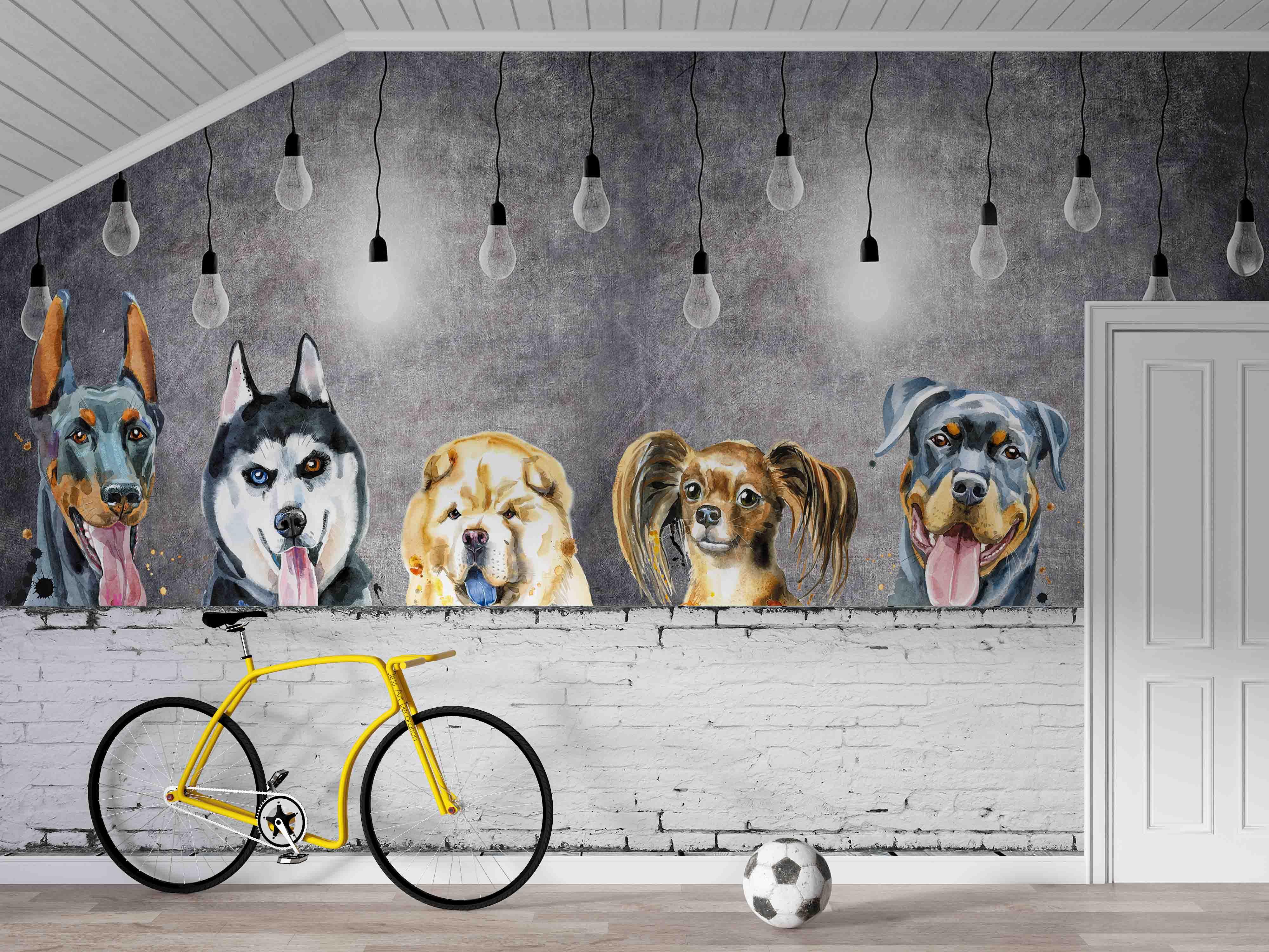 3D Puppy Pattern Wall Mural Wallpaper GD 2720- Jess Art Decoration