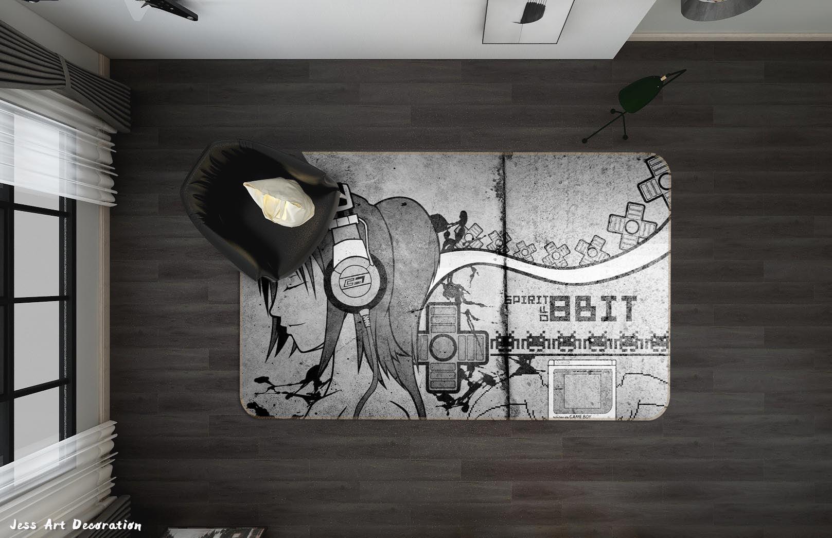 3D Hand Painted Girl Graffiti Non-Slip Rug Mat A431 LQH- Jess Art Decoration