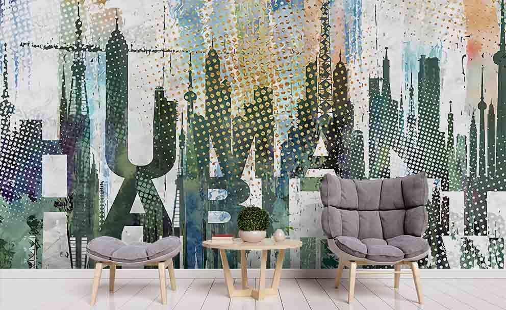 3D Hand Drawn City Building Wall Mural Wallpaper LQH 109- Jess Art Decoration