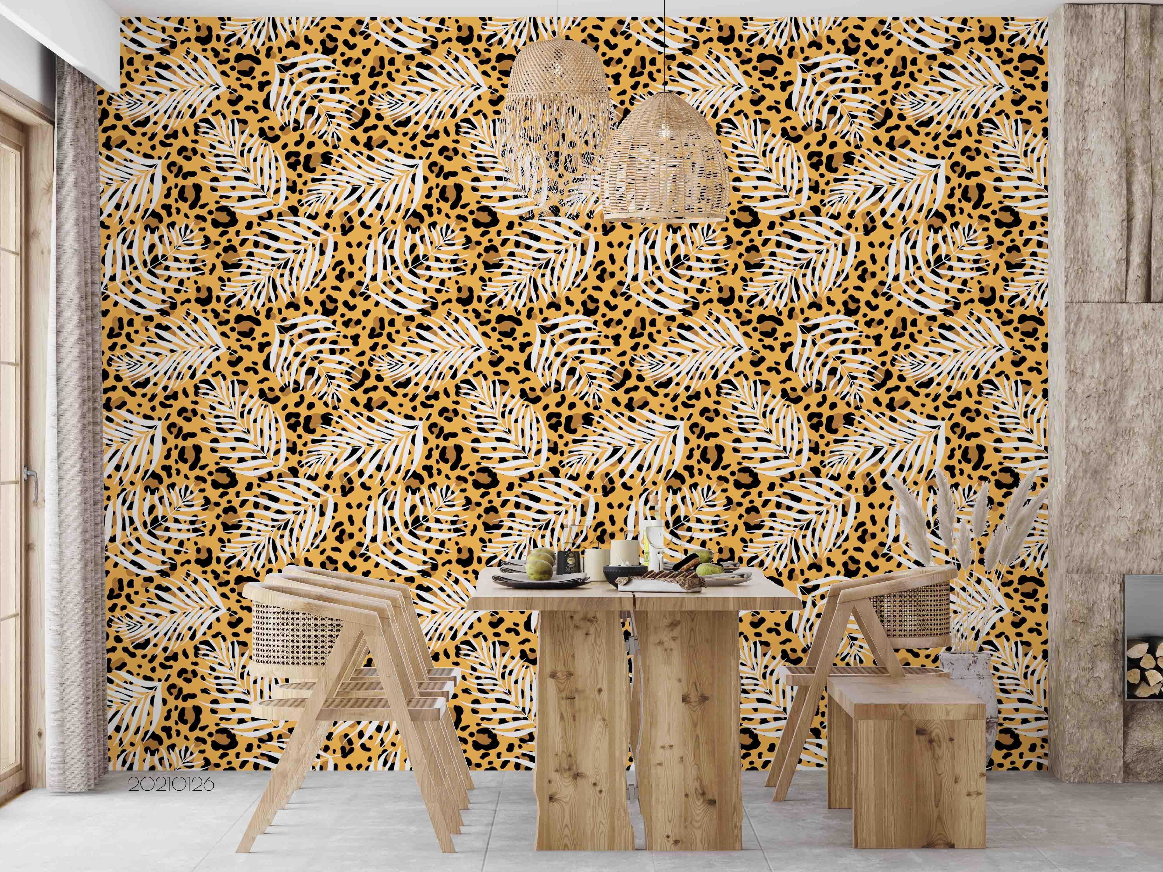 3D Hand Drawn Animal Print Leaf Wall Mural Wallpaper LQH 37- Jess Art Decoration