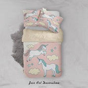 3D Clouds Stars Unicorn Quilt Cover Set Bedding Set Duvet Cover Pillowcases SF50- Jess Art Decoration