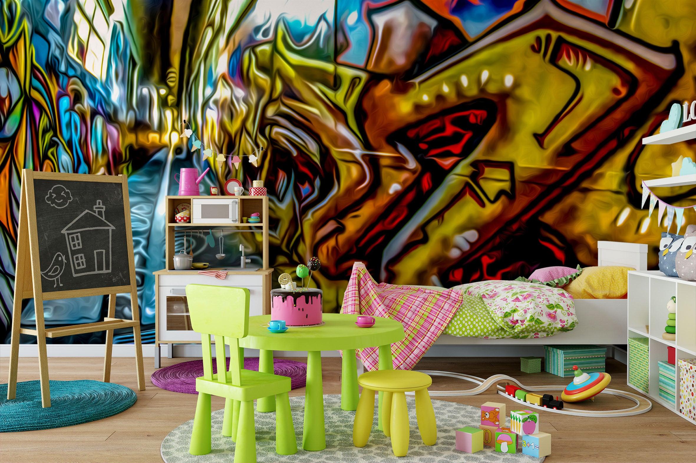 3D Retro Abstract Graffiti Wall Mural Wallpaper 179- Jess Art Decoration